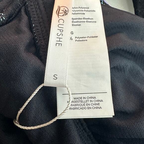 NWT Cupshe Womens Crossback Ruched One Piece Black/Teal Bathing Swimsuit Small - Picture 10 of 11